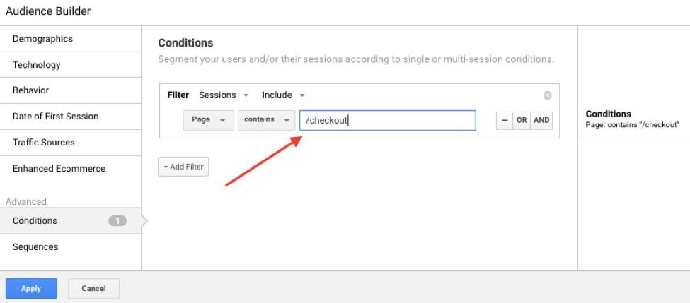 Audience for remarketing in Google Analytics: page visitors
