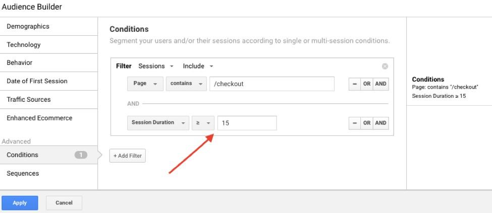 Audience for remarketing in Google Analytics: session duration