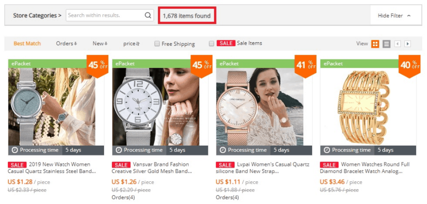 a picture showing how to find niche products on AliExpress