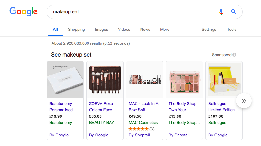 Google Shopping ads used as a part of a dropshipping sales funnel