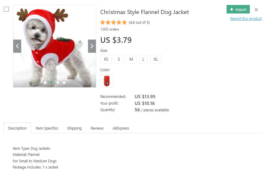 Christmas style jacket for dogs