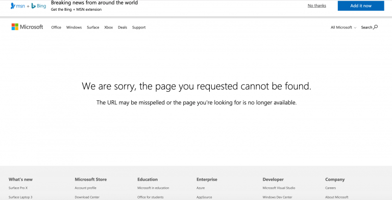Microsoft 404