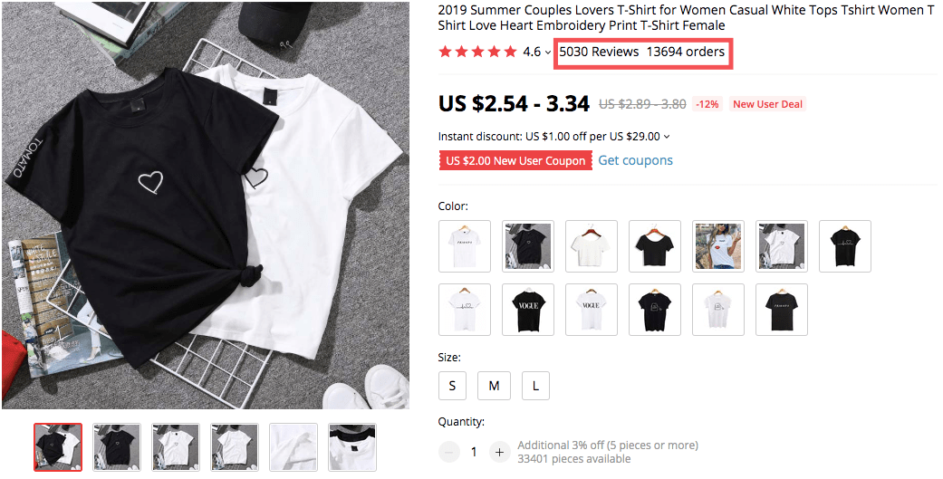 demanded t-shirts to dropship on AliExpress