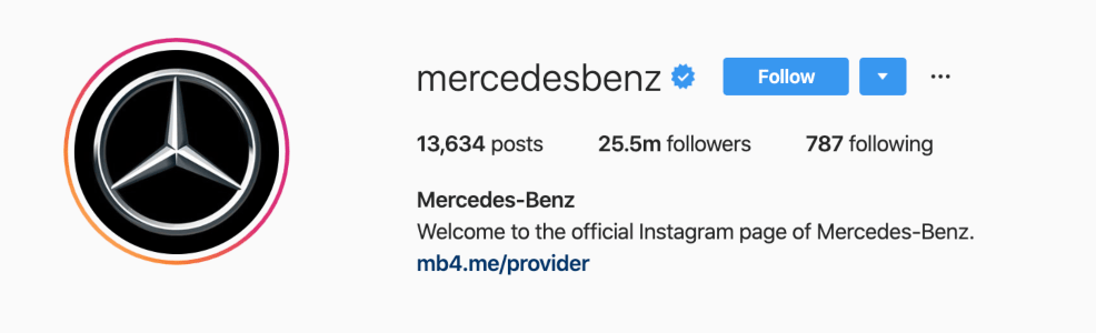 Mercedes-Benz using their logo as an Instagram avatar