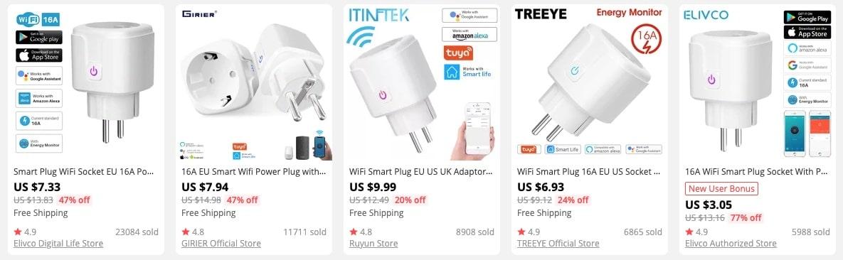 a screenshot of smart plugs to resell in your store