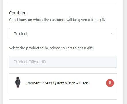 Buying a product as a condition for a gift