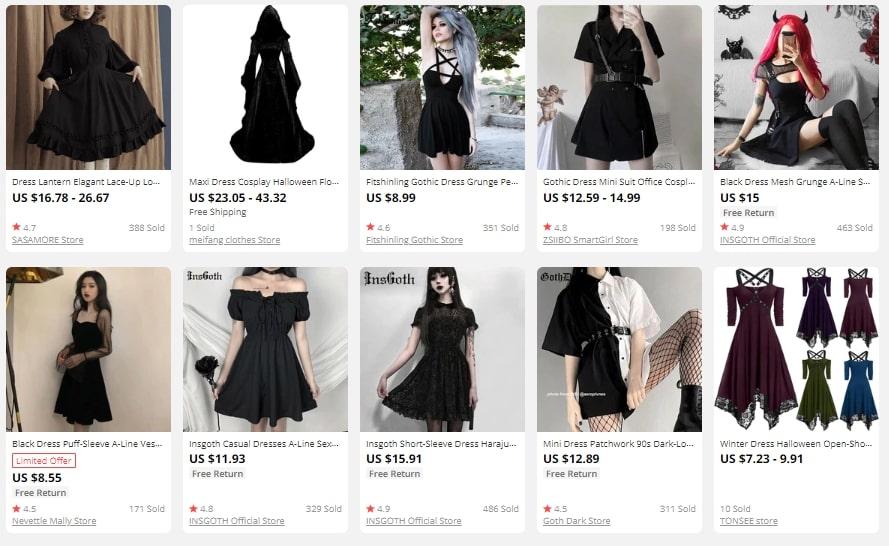 Gothic dresses from AliExpress will make great Halloween products to be sold during a sale