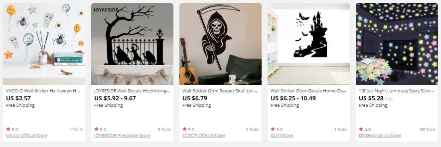 Thematic wall stickers that you can dropship from AliExpress