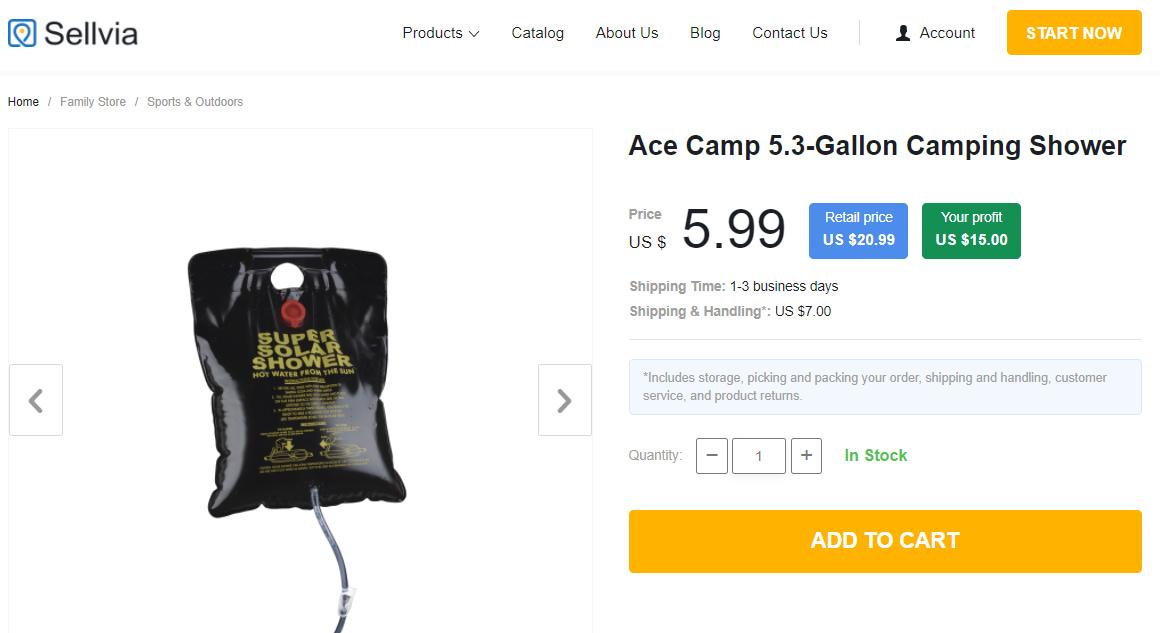 Camping shower as an example of camping and hiking equipment