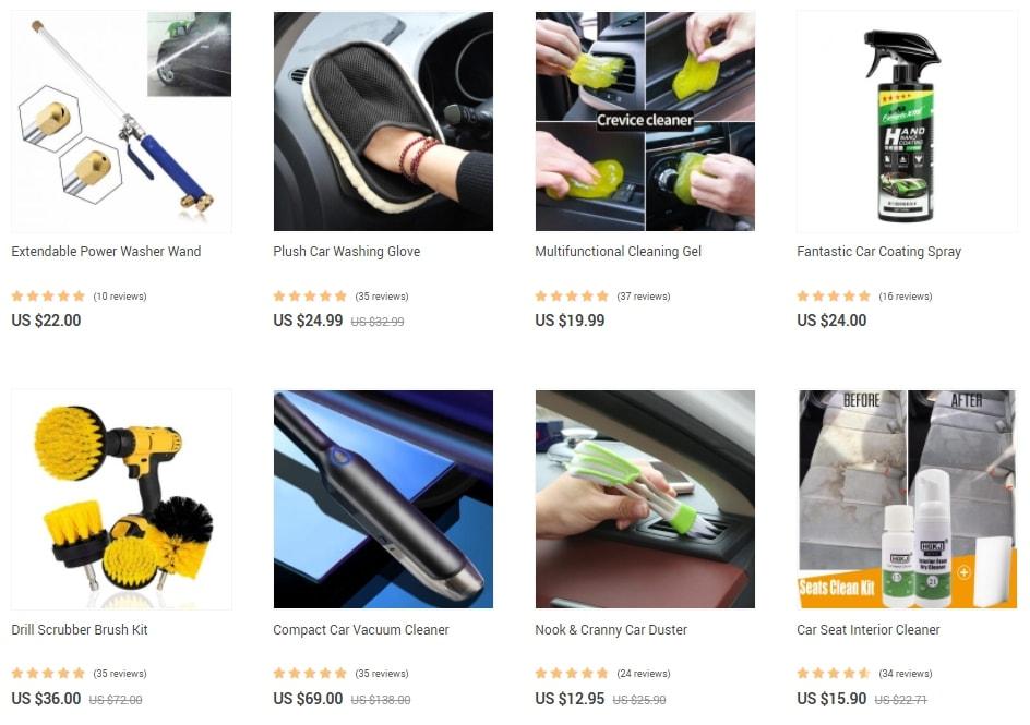 A dropshipping store page demonstrating car accessories with similar functions to motivate clients to buy more
