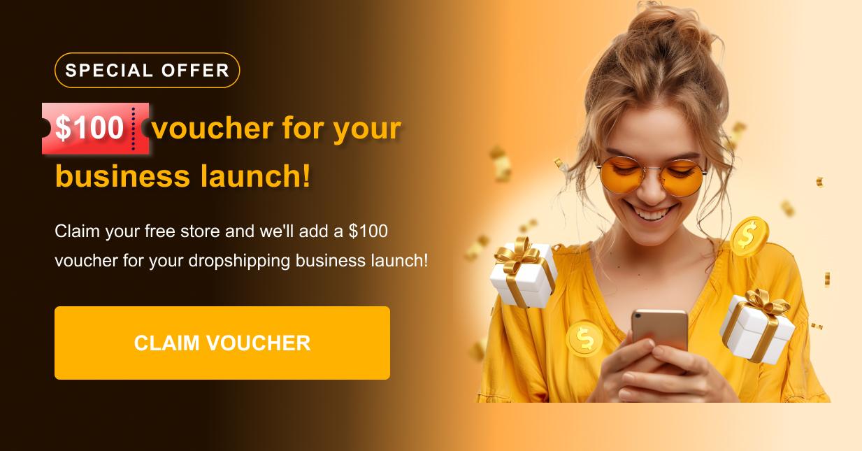 Banner for visitors with the special offer. 100$ for business launch.