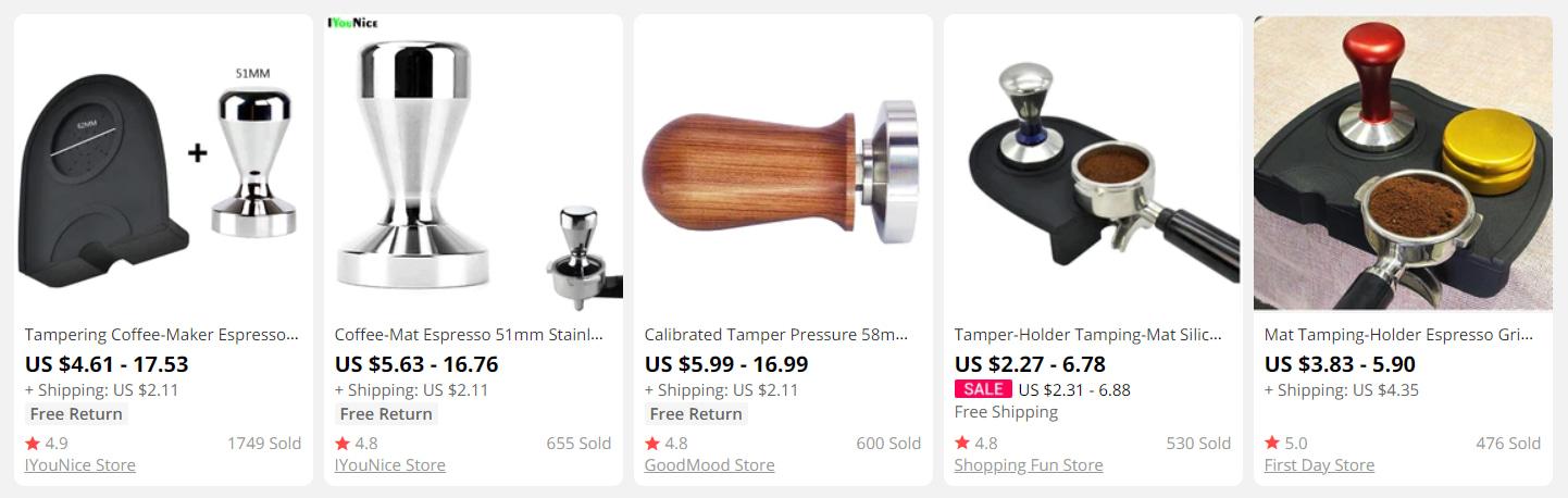 Cappuccino tampers and tamping sets on AliExpress