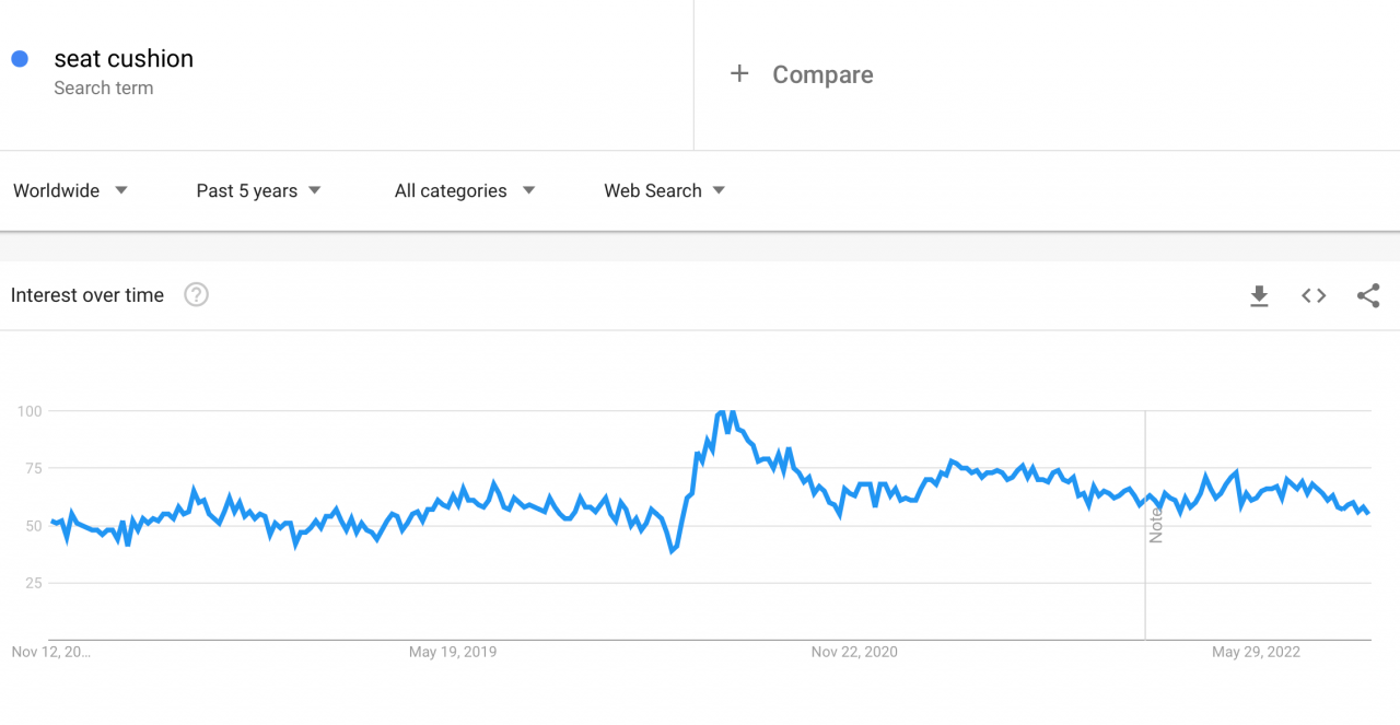 According to Google Trends, seat cushions are quite popular