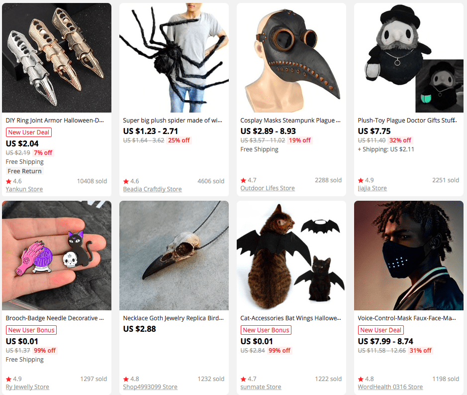 Halloween-themed products on AliExpress that can make great gifts