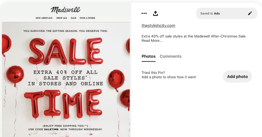 An example of a stylish Pinterest post with a reader-friendly caption