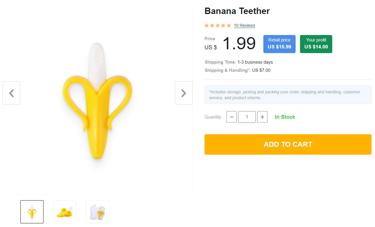 Baby products for dropshipping: banana-shaped teether