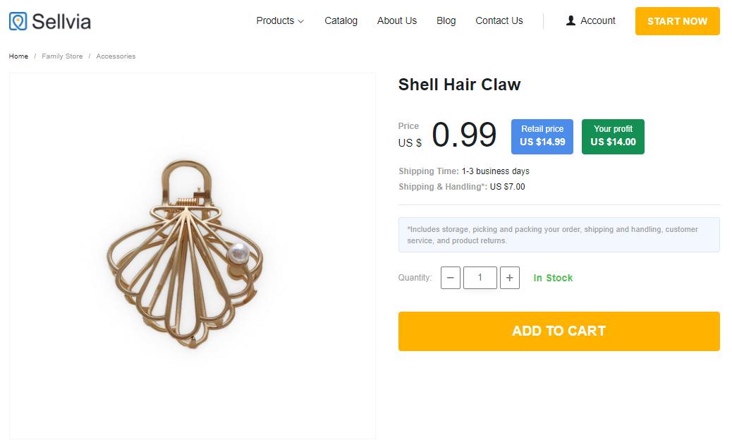 A shell-shaped hair claw