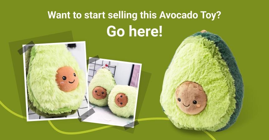 a picture showing this week's bestseller - Huggable Plush Avocado Toy