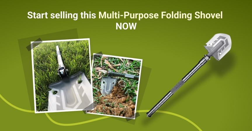a picture showing this week's bestseller - Multi-Purpose Folding Shovel