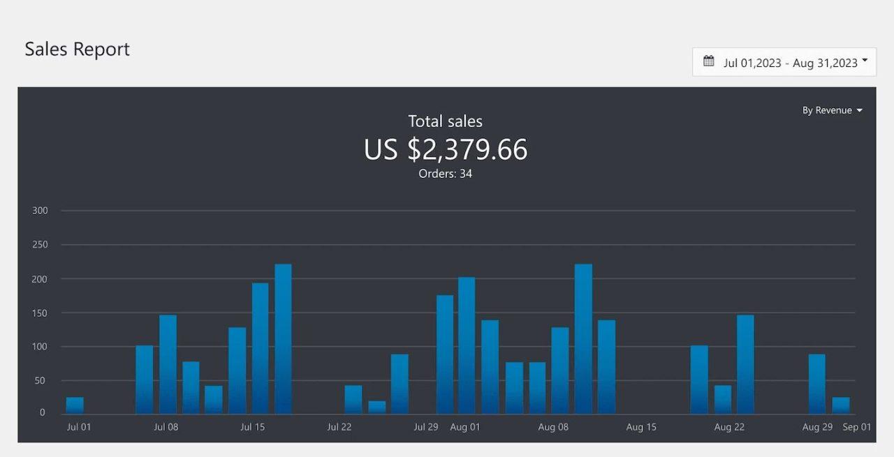 One-Product Dropshipping Store total sales results